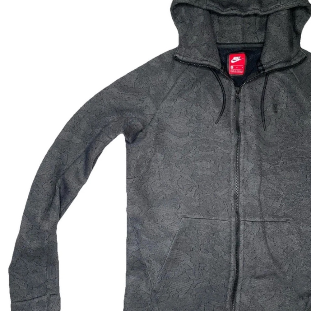Nike Tech Black Camo Windrunner Full-Zip Fleece Hoodie Size Medium